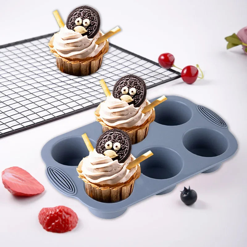 Moule Silicone Muffins & Cupcakes — 6 Cavités Antiadhésif