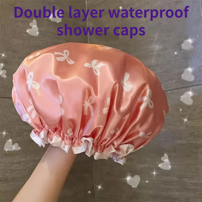 Bonnet de Douche Double Couche Imperméable — Motifs Colorés