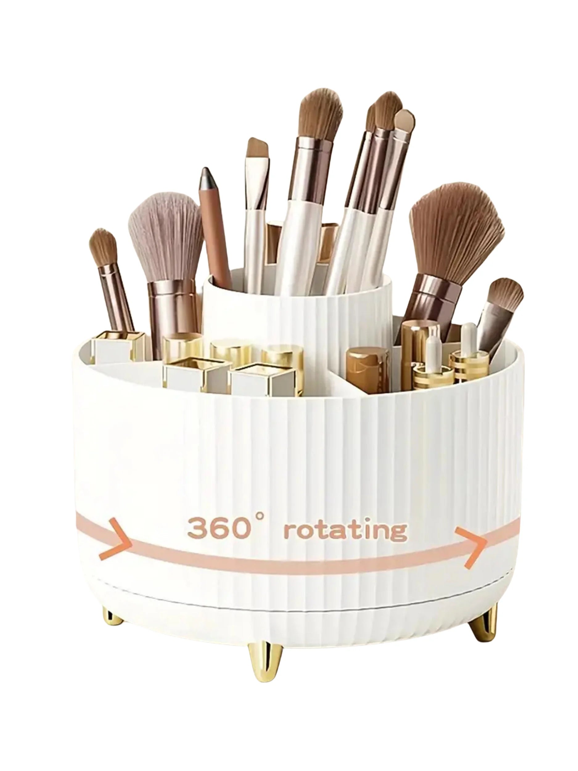 Organisateur maquillage rotatif 360° — 5 compartiments, comptoir salle de bain
