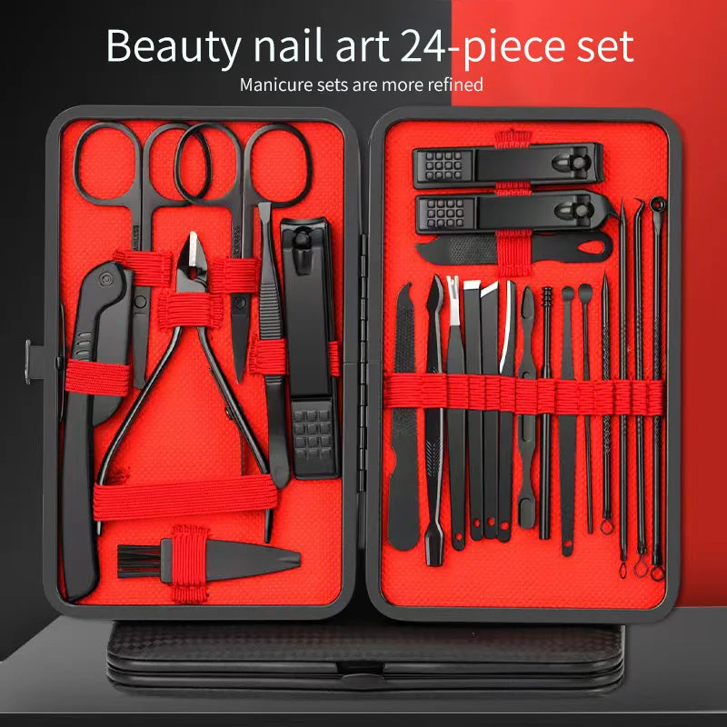 Kit Manucure Complet 24 Pièces — Inox, Étui Inclus