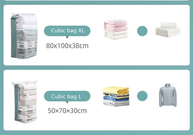 Sacs de rangement sous vide — Sans pompe, gain de place