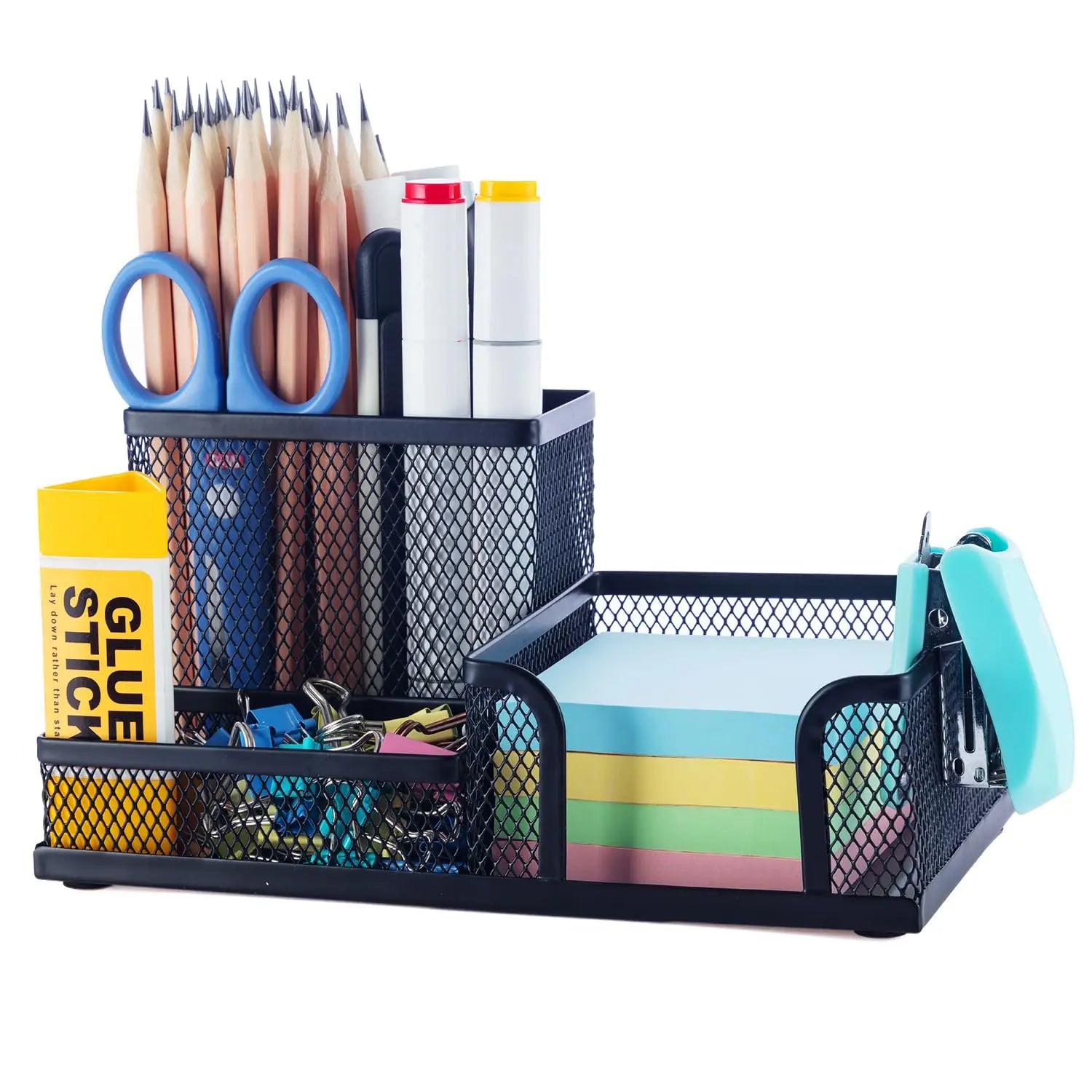 Organisateur Bureau Métal Mesh Noir 3 Compartiments