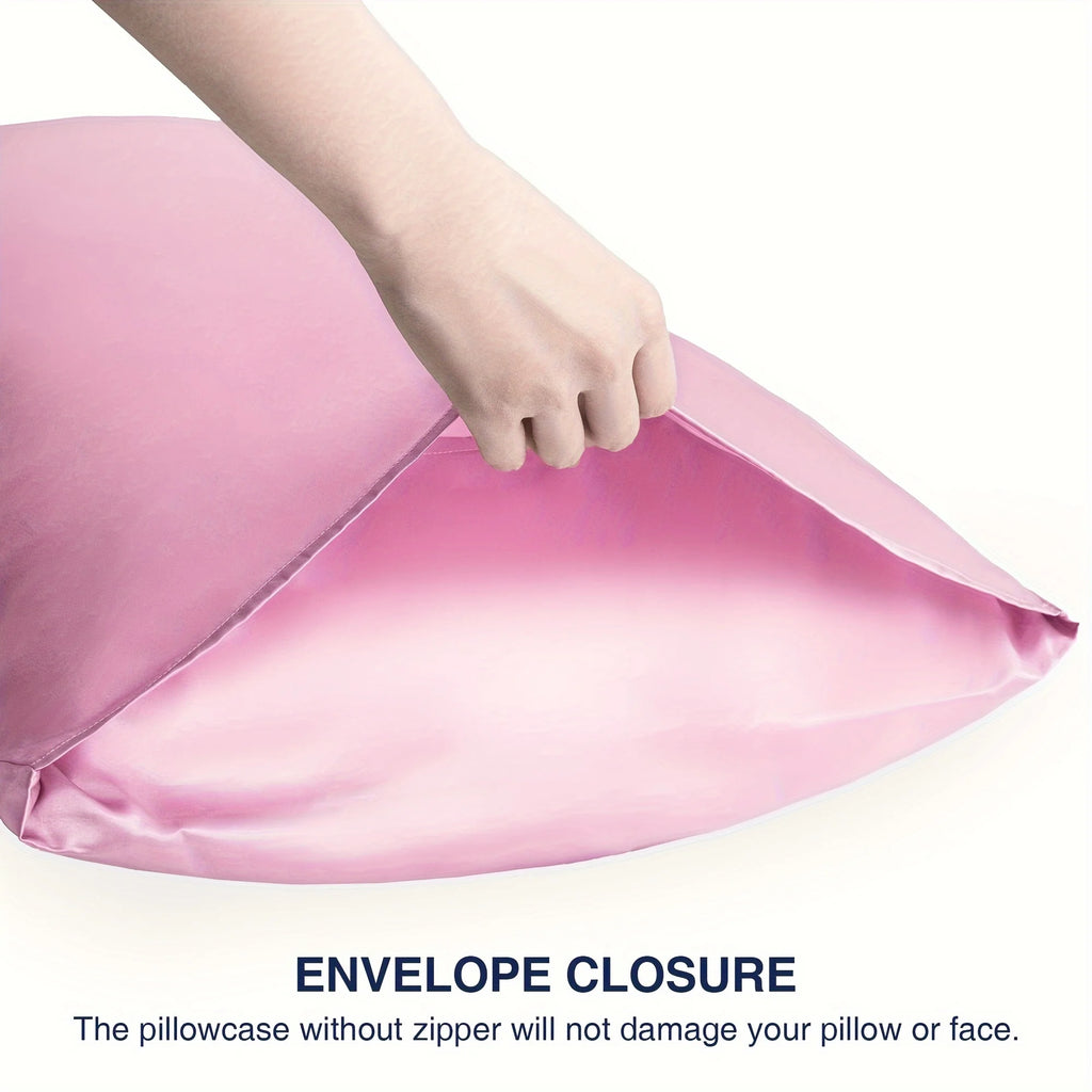 Taie d'Oreiller Satin Paire x2 — Anti-Allergie Fermeture Enveloppe