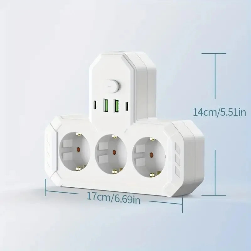 Multiprise Murale Compacte 4 Prises + USB/USB-C