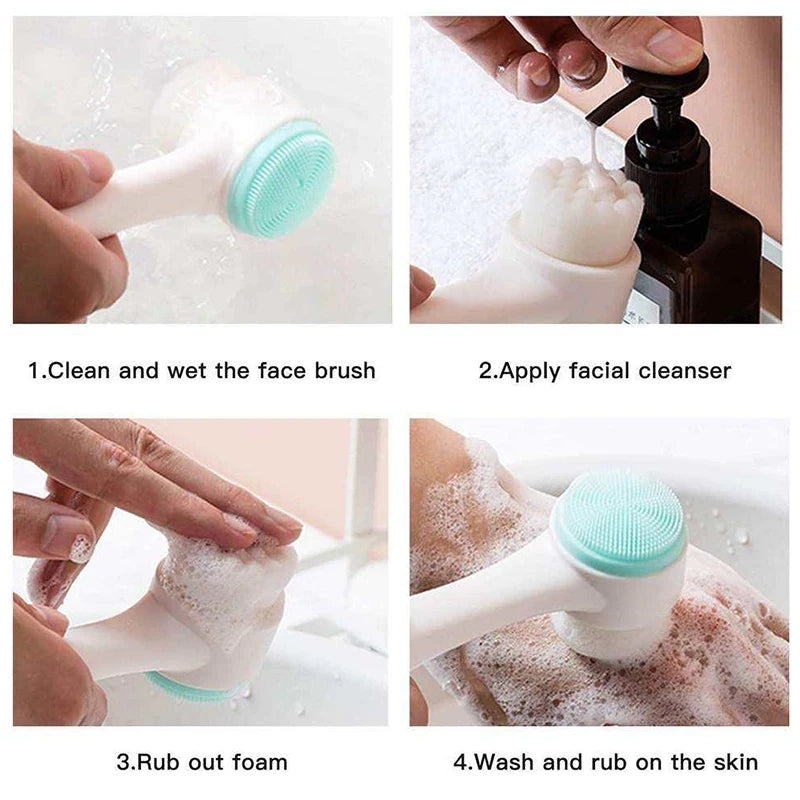 Brosse Nettoyante Visage Silicone — Double Face, Exfoliante