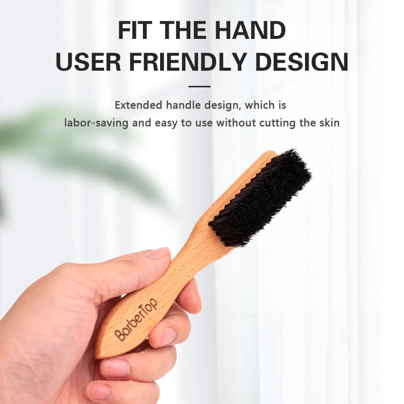 Brosse Barbe Barbertop Poils Naturels — Manche Bois