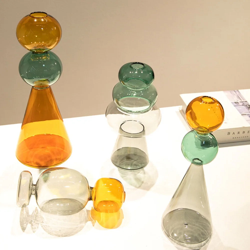 Vase en Verre Coloré Double Couche — Design Minimaliste