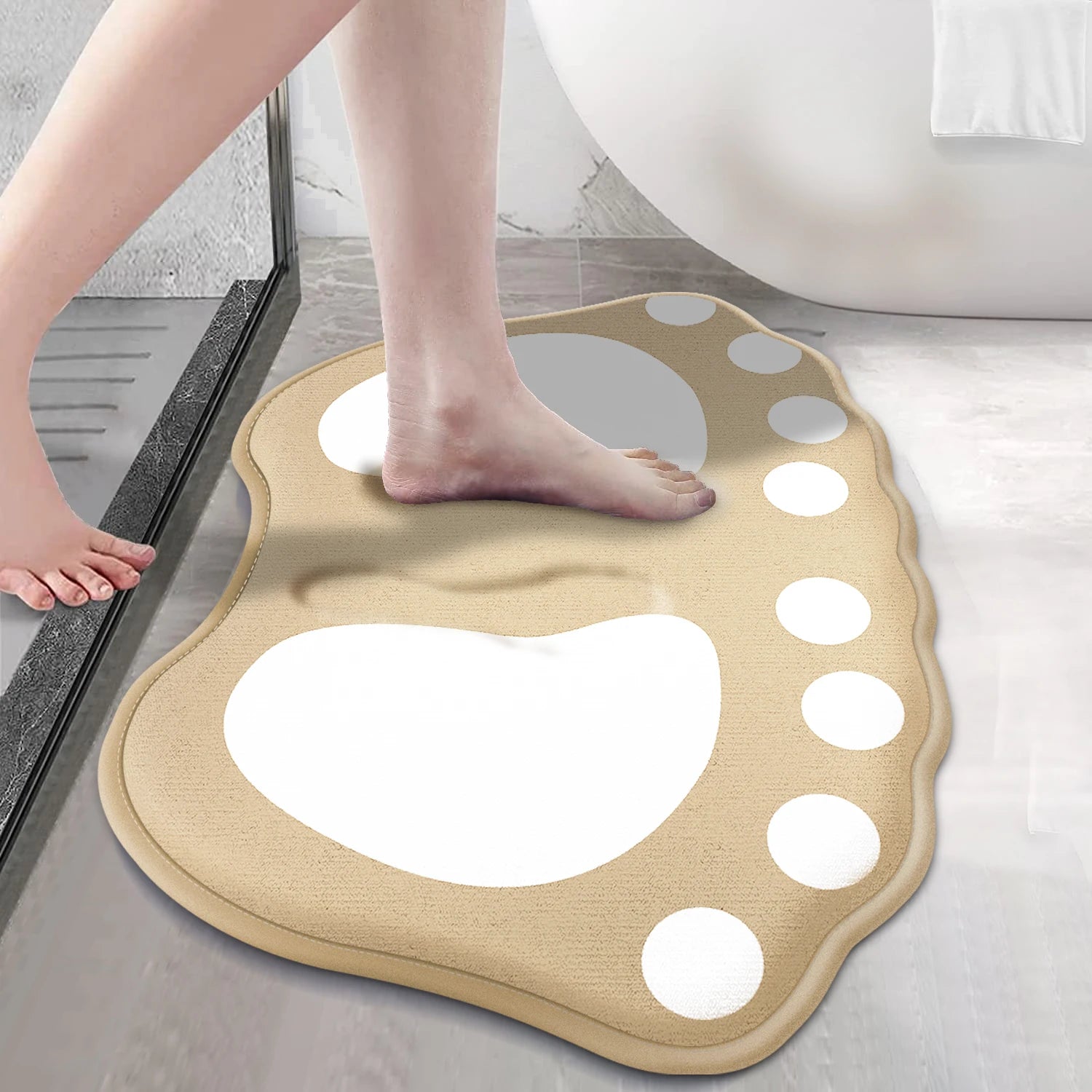 Tapis de Bain Antidérapant — Motif Patte, Absorbant