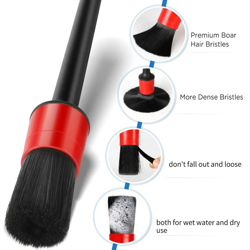 Kit Brosses Nettoyage Voiture 5pcs — Détailing Intérieur & Jantes