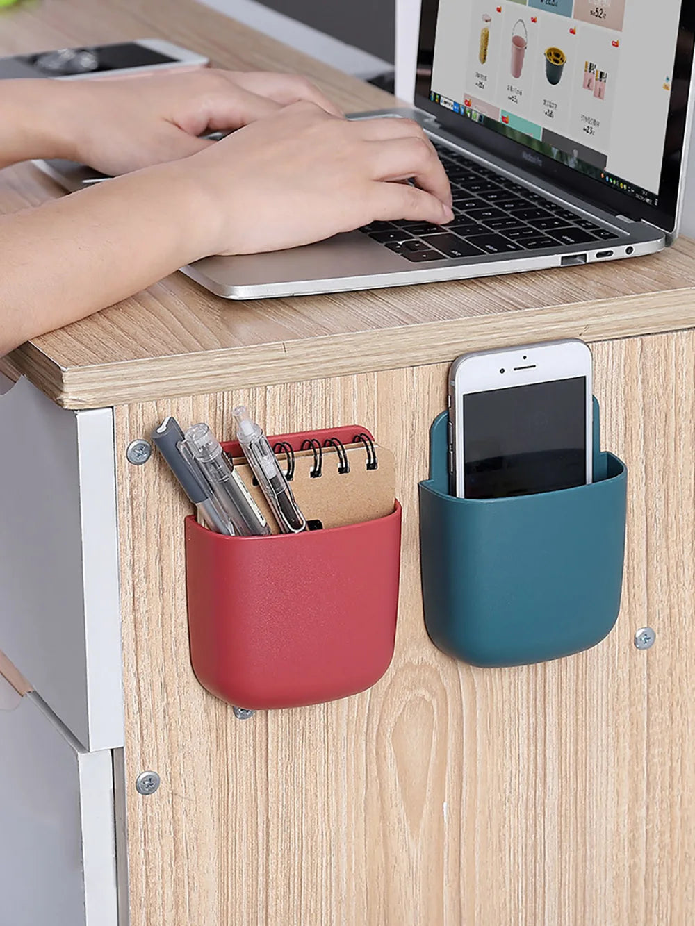 Organisateur mural adhésif — Pochette rangement multi-usages