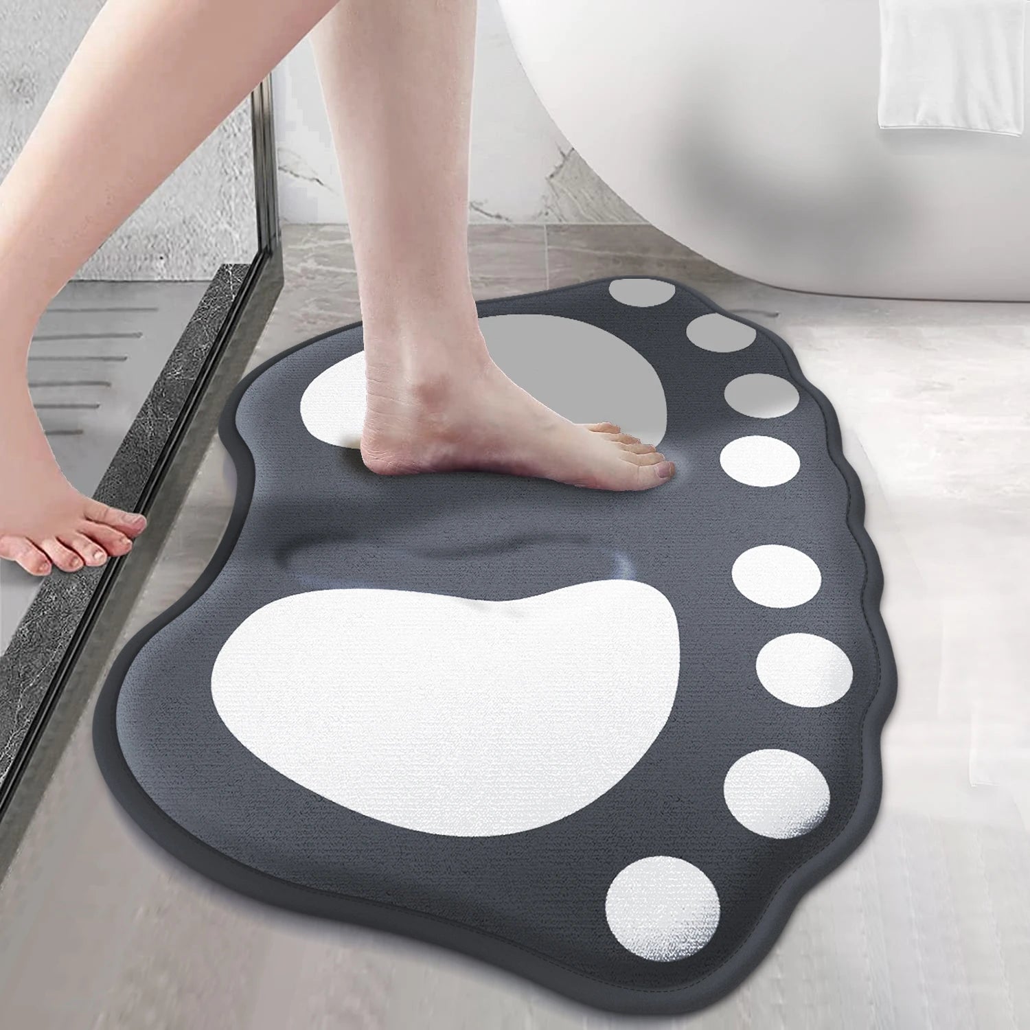 Tapis de Bain Antidérapant — Motif Patte, Absorbant