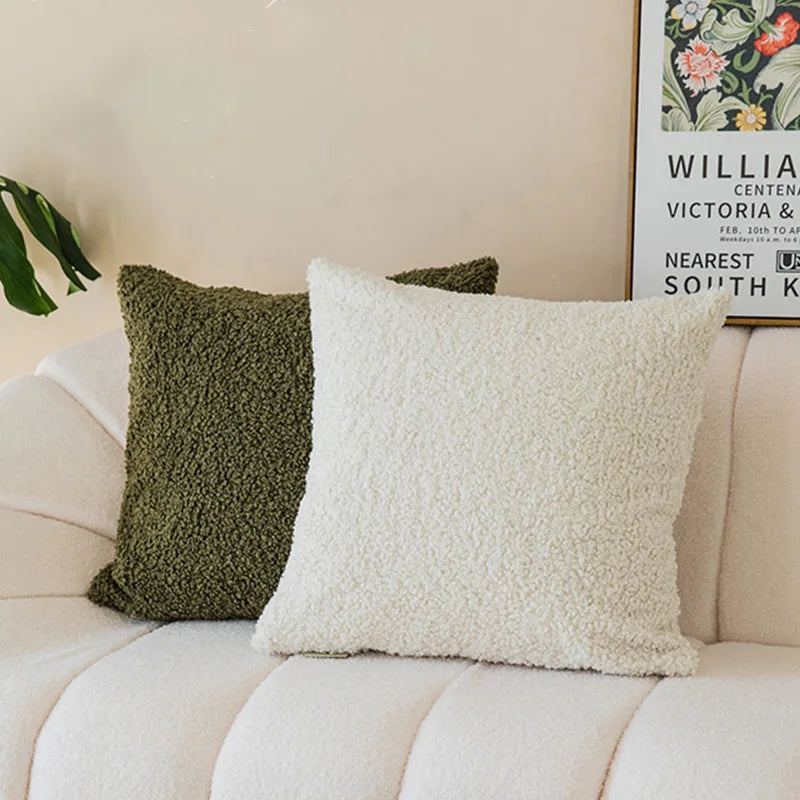 Housse de Coussin Velours Ultra-Doux Blanc