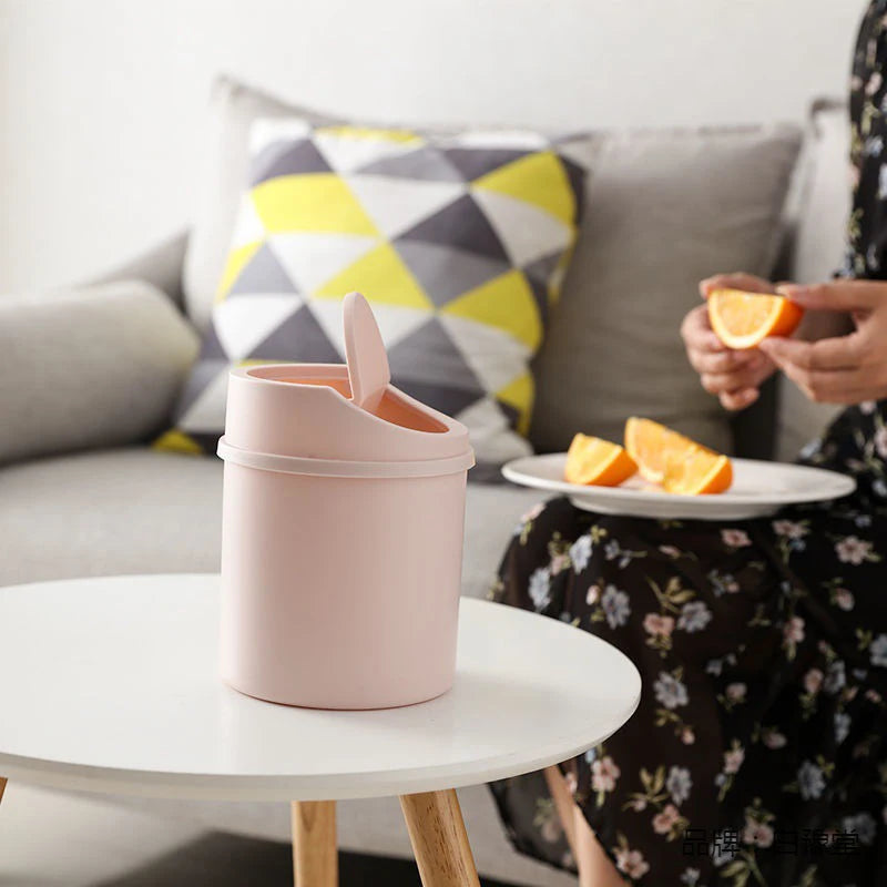 Mini Corbeille Cylindrique Bureau Push Cover