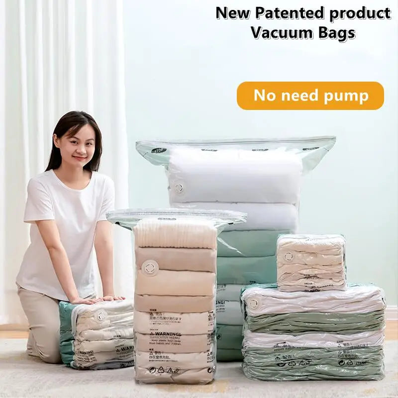 Sacs de rangement sous vide — Sans pompe, gain de place