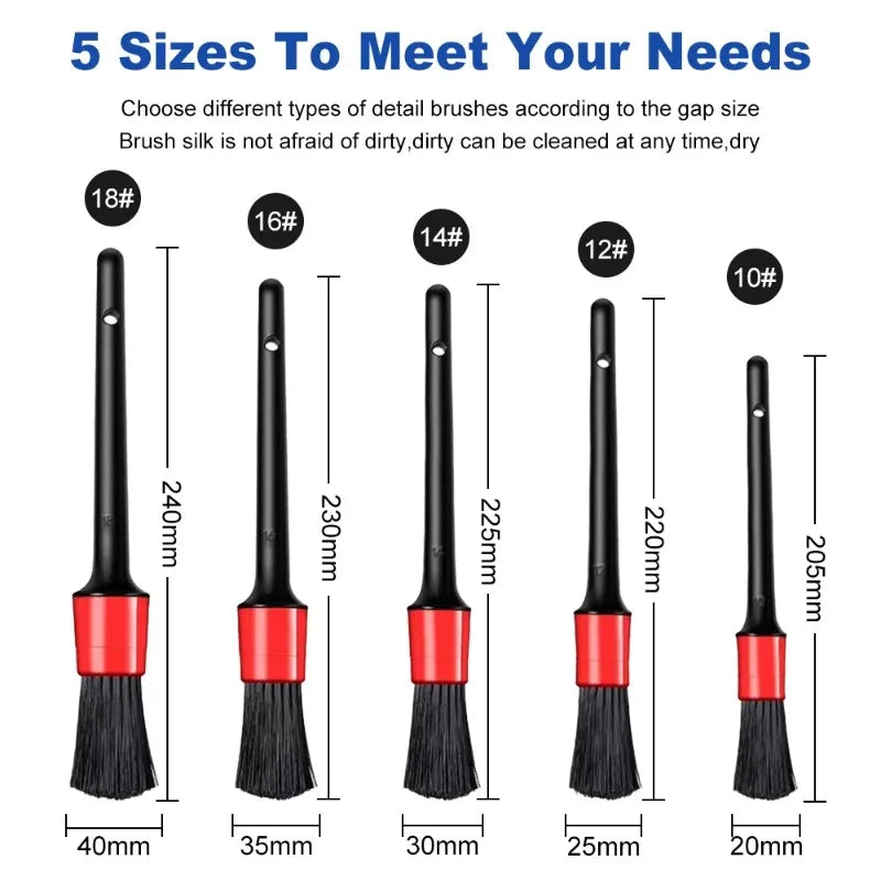 Kit Brosses Nettoyage Voiture 5pcs — Détailing Intérieur & Jantes