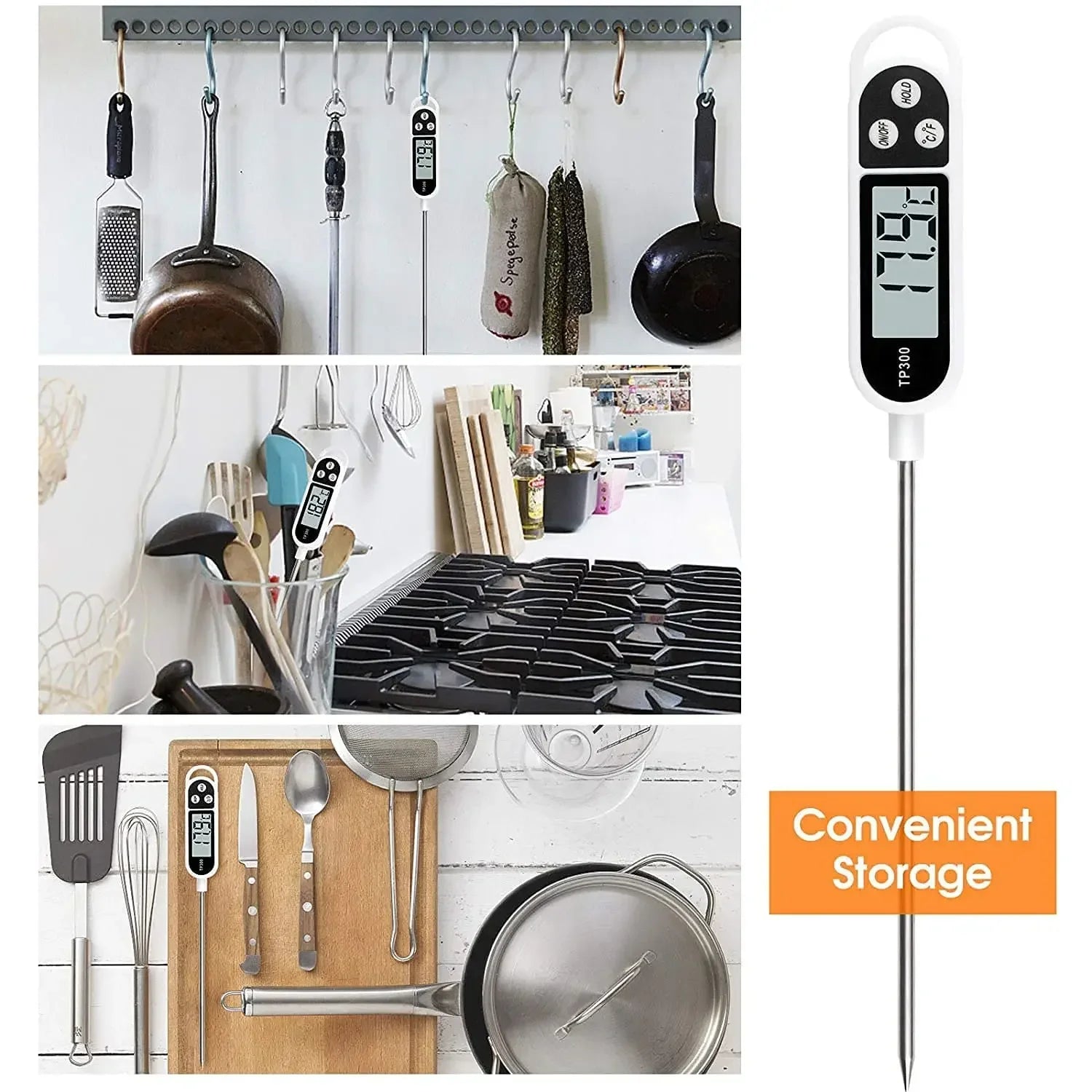 Thermomètre Cuisine Numérique Compact — Sonde LCD