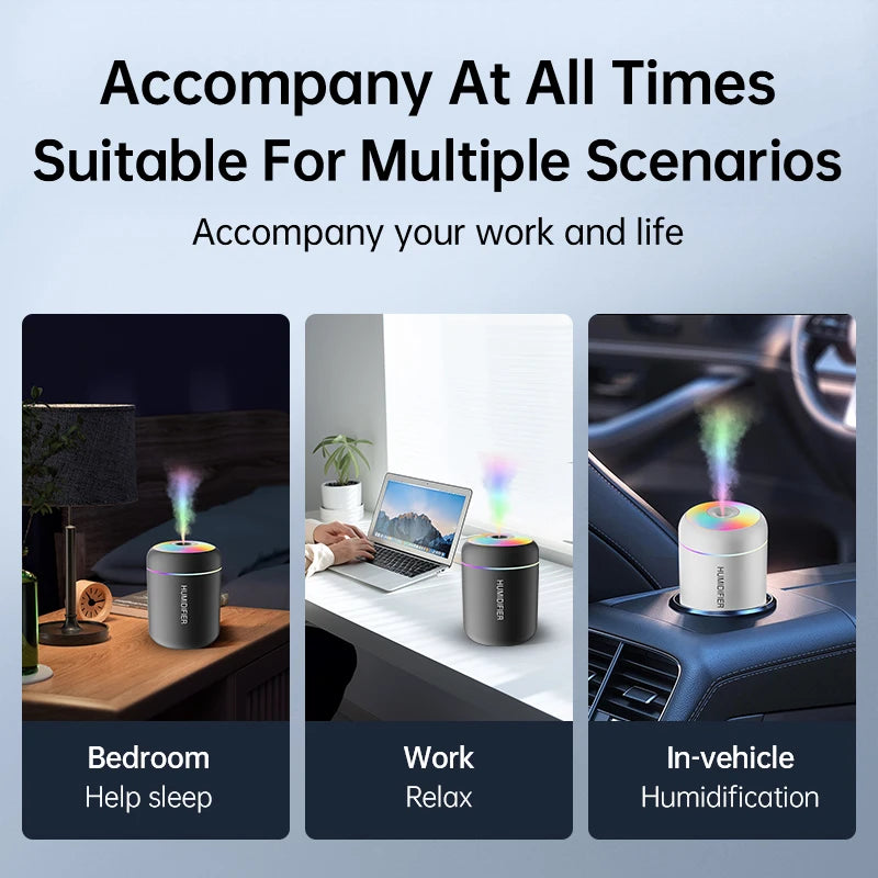 Humidificateur Mini USB 180ml LED — Chambre & Voiture