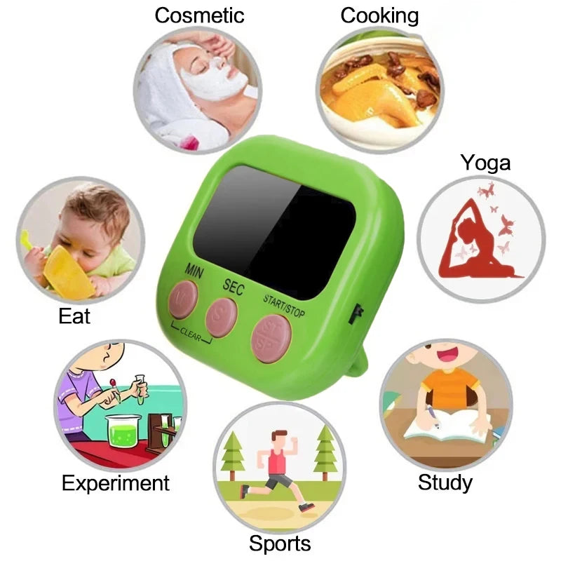 Minuteur cuisine LCD magnétique — Alarme sonore & grand écran