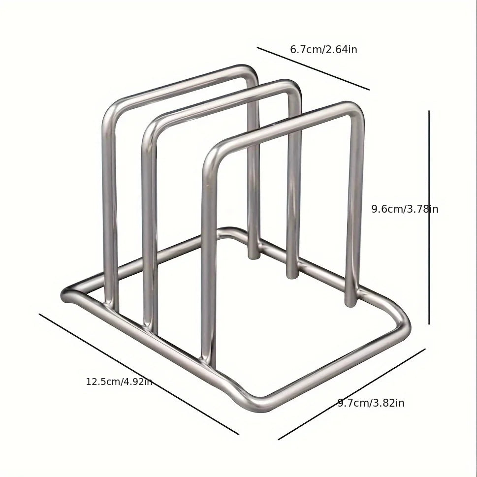 Rangement couvercles & planches — Support inox gain de place