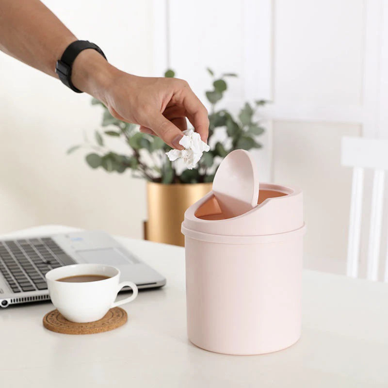 Mini Corbeille Cylindrique Bureau Push Cover