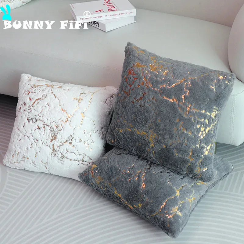 Housse de Coussin 43x43cm Imprimé Nordique Doré