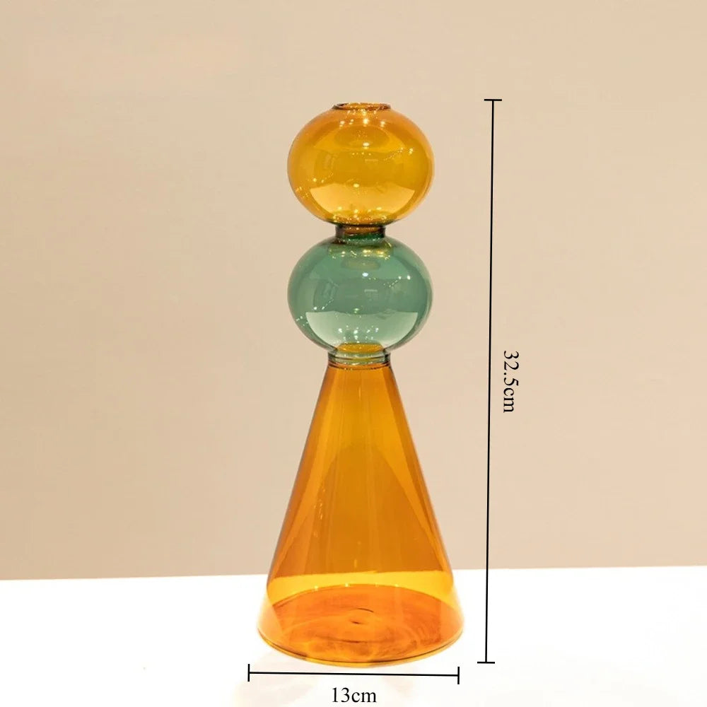 Vase en Verre Coloré Double Couche — Design Minimaliste