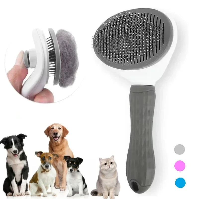 Brosse Auto-Nettoyante Silicone — Chien & Chat Poils Courts/Longs