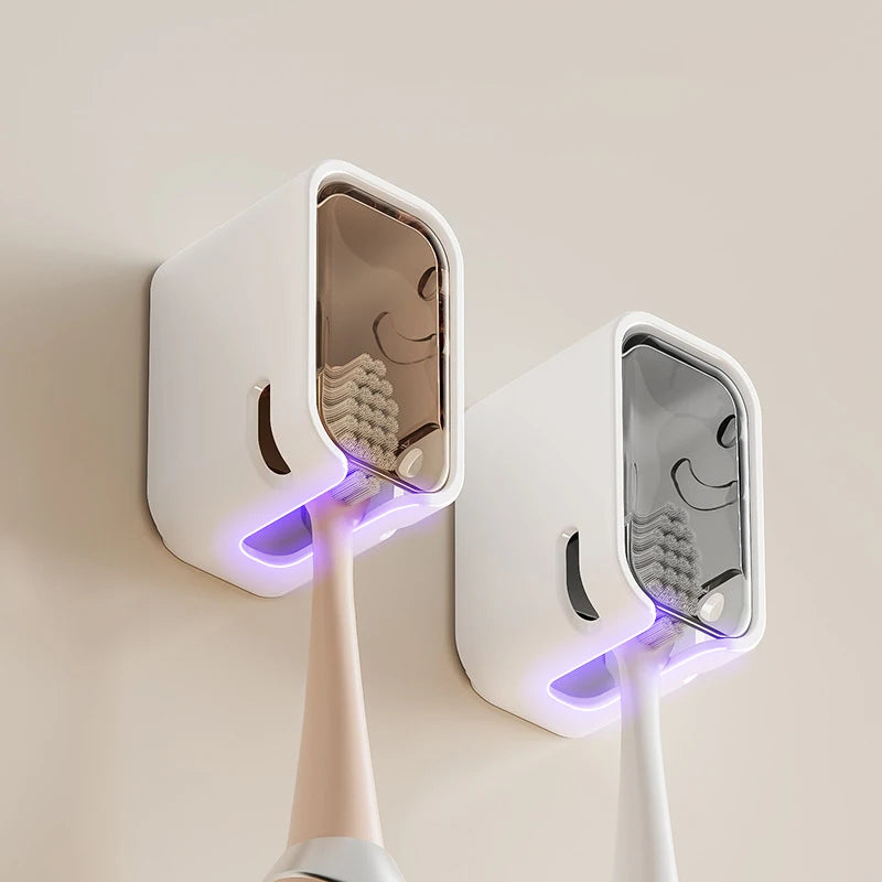Porte-brosse à dents mural — Couvercle anti-poussière, sans perçage