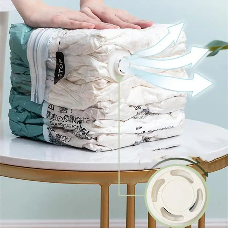 Sacs de rangement sous vide — Sans pompe, gain de place