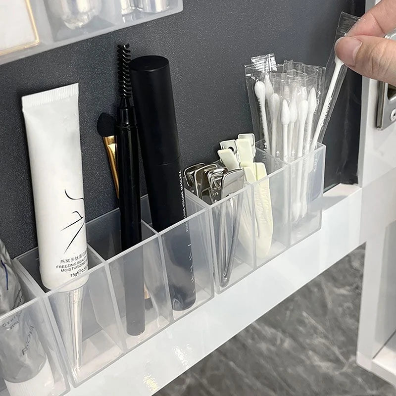 Organisateur Mural 3 Grilles Miroir — Rangement Cosmétiques Sans Perçage