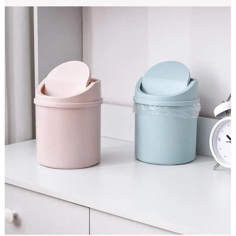 Mini Corbeille Cylindrique Bureau Couvercle