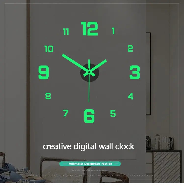 Horloge Murale Silencieuse Lumineuse — Chiffres Phosphorescents, Sans Perçage