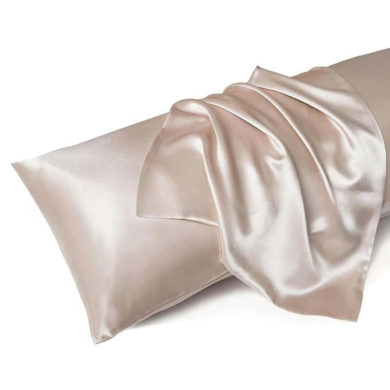 Taie d'Oreiller Satin Paire x2 — Anti-Allergie Fermeture Enveloppe