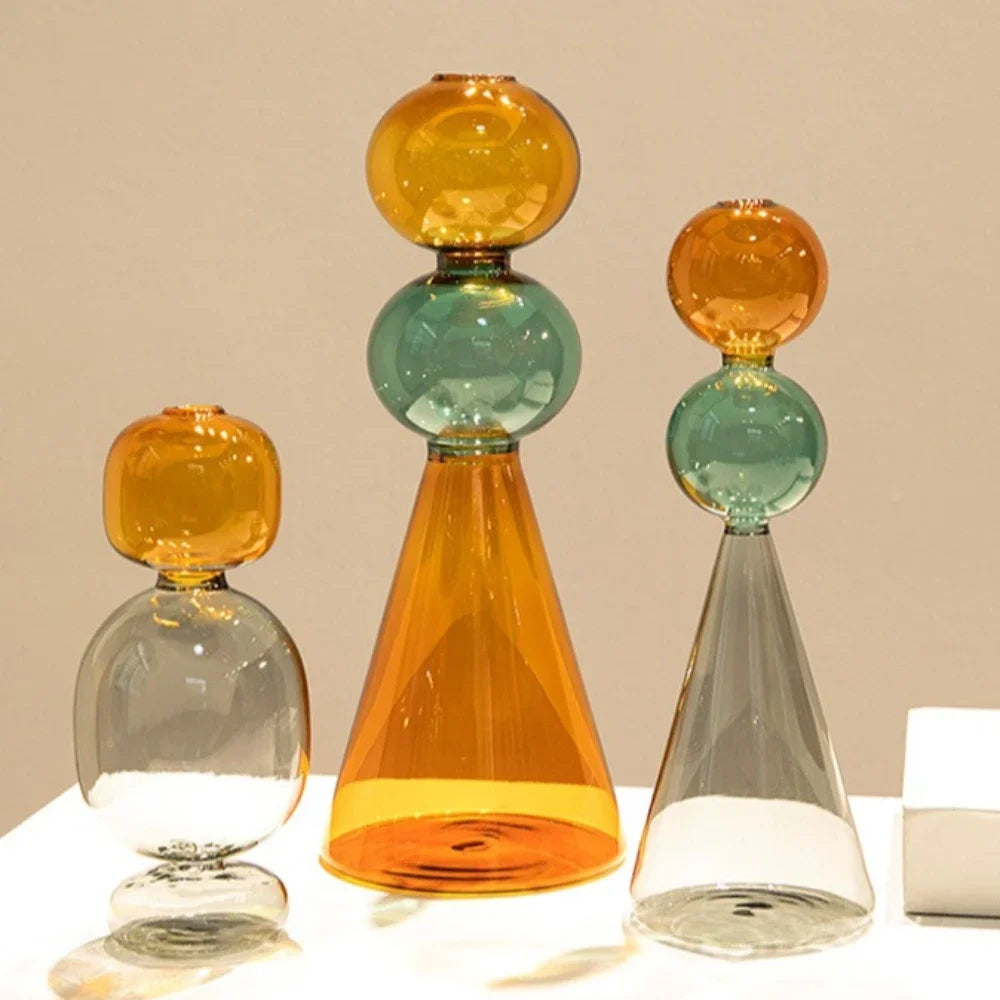 Vase en Verre Coloré Double Couche — Design Minimaliste