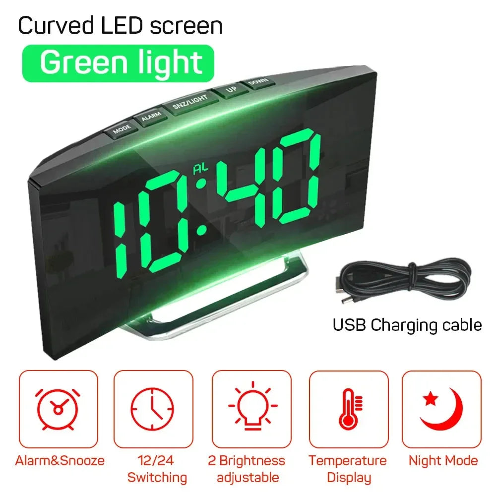 Réveil Digital LED Miroir — Chambre Bureau