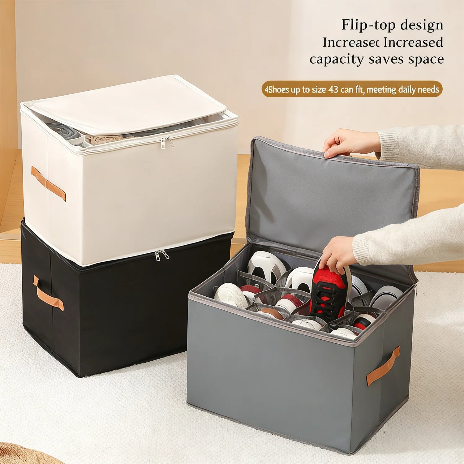 Boîtes à Chaussures Tissu Pliables avec Fenêtre