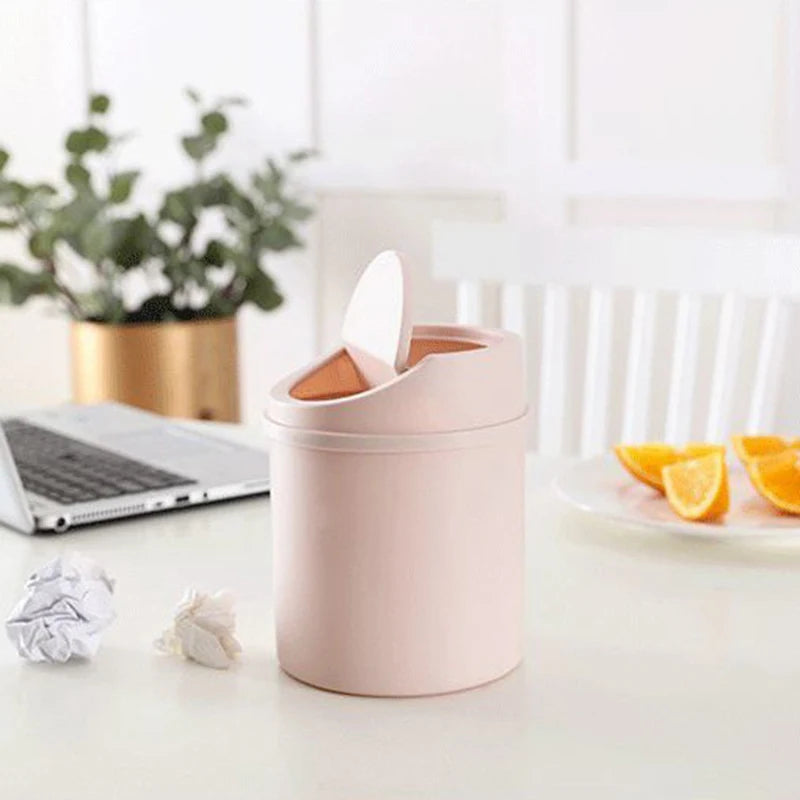 Mini Corbeille Cylindrique Bureau Push Cover