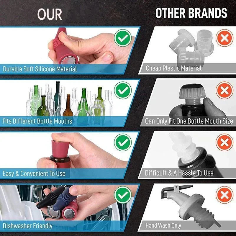 Bouchon Silicone Push Réutilisable — Vin, Bière & Champagne