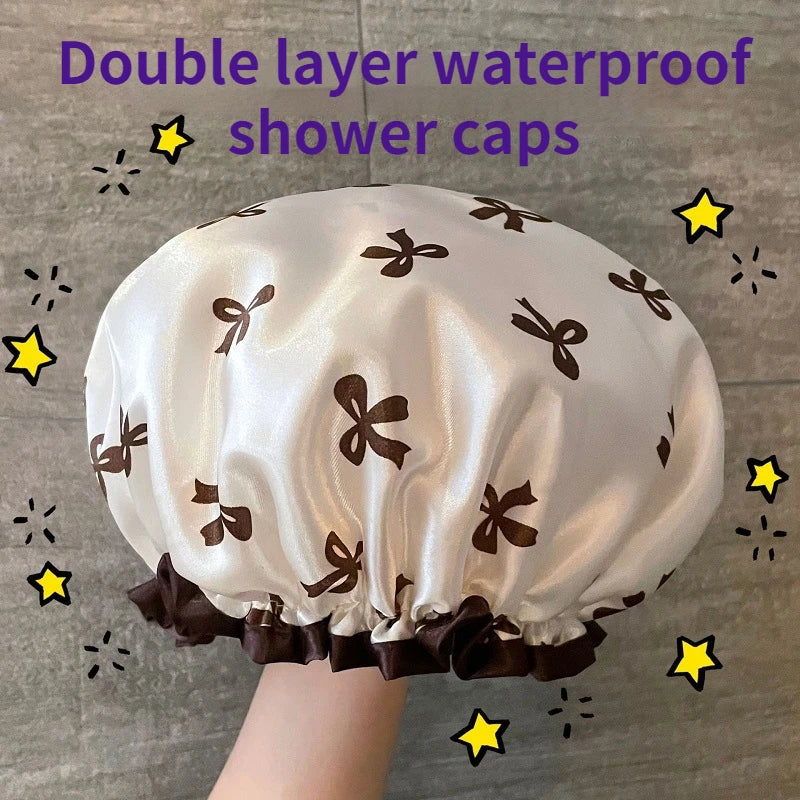 Bonnet de Douche Double Couche Imperméable — Motifs Colorés