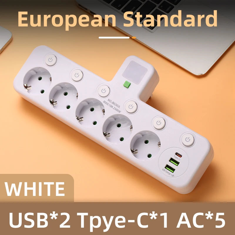 Multiprise Murale Compacte 4 Prises + USB/USB-C