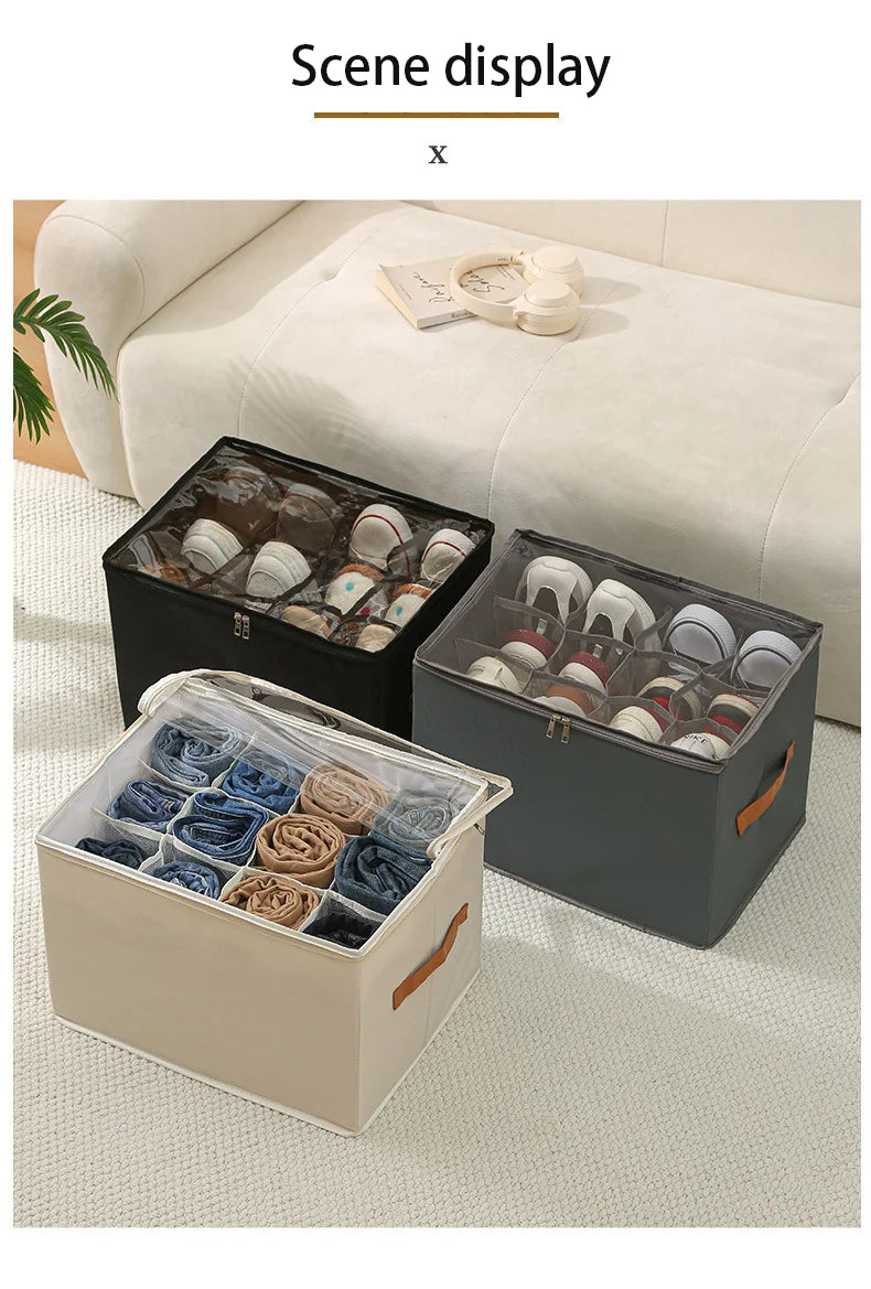 Boîtes à Chaussures Tissu Pliables avec Fenêtre