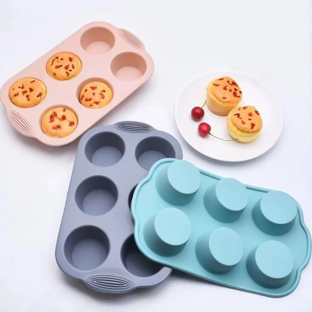 Moule Silicone Muffins & Cupcakes — 6 Cavités Antiadhésif