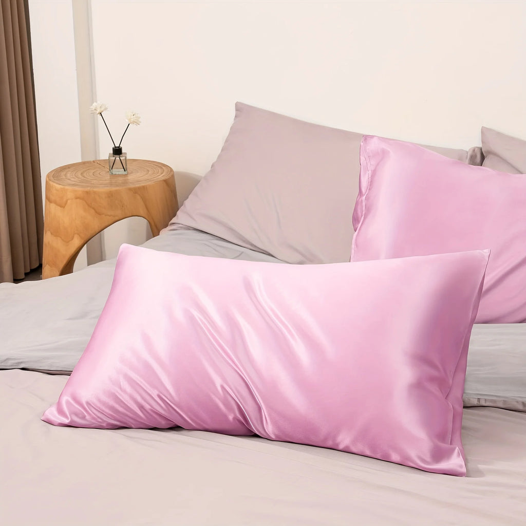 Taie d'Oreiller Satin Paire x2 — Anti-Allergie Fermeture Enveloppe