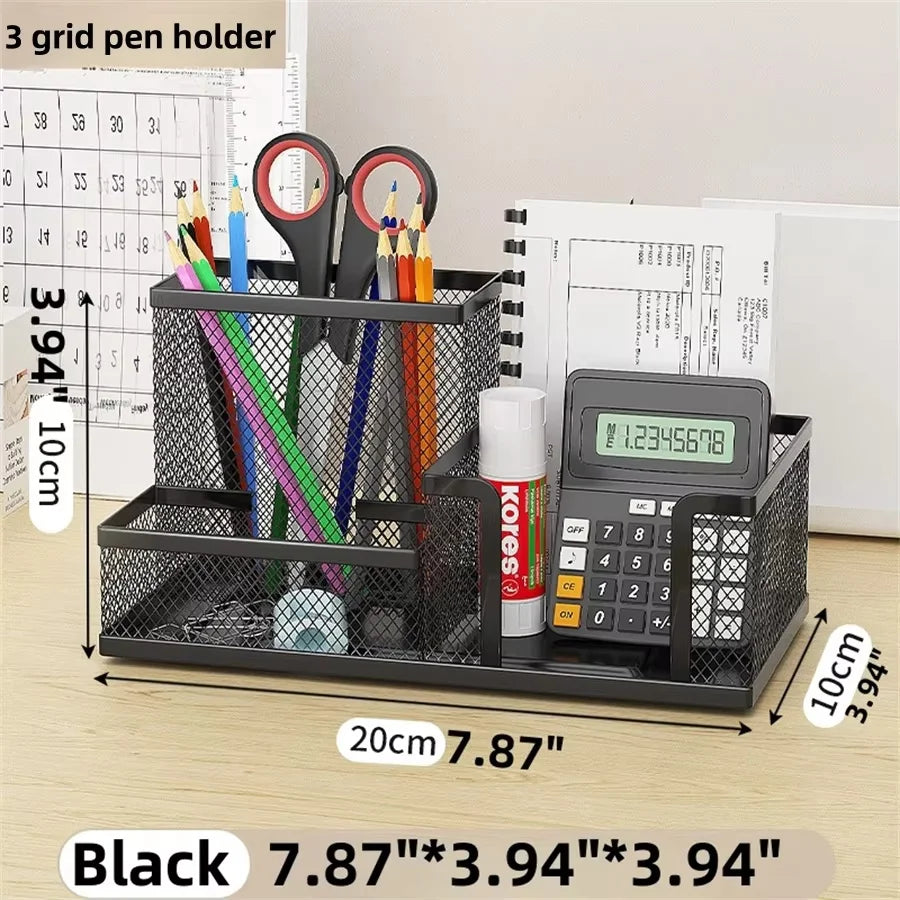 Organisateur Bureau Métal Mesh Noir 3 Compartiments