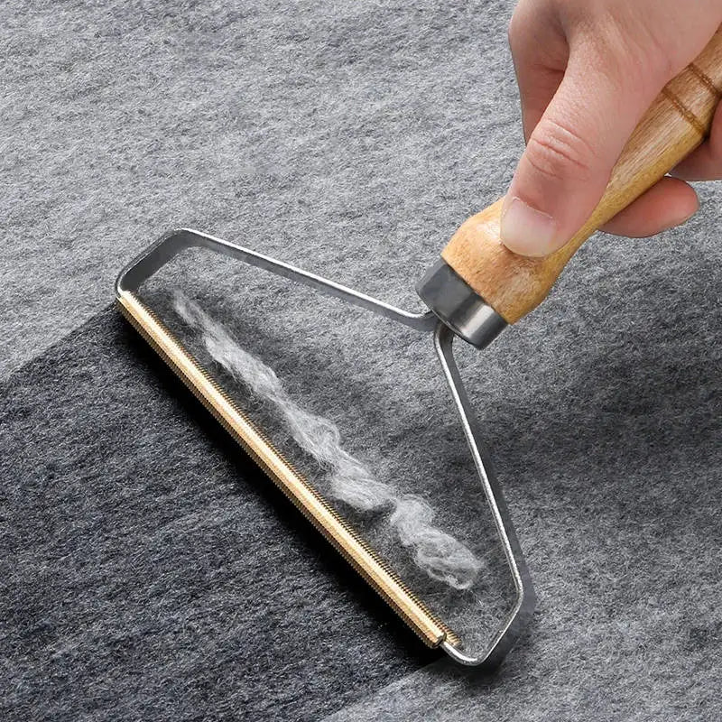 Rouleau Attrape-Poils Portable — Manche Bois Anti-peluches