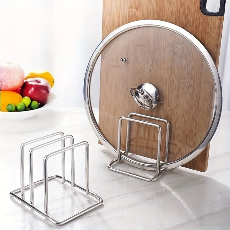 Rangement couvercles & planches — Support inox gain de place