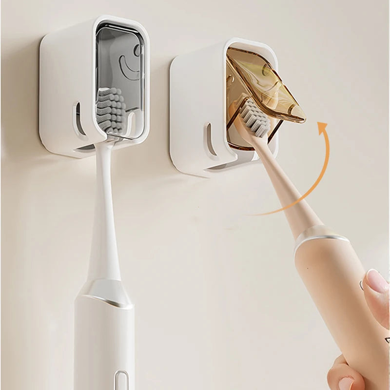 Porte-brosse à dents mural — Couvercle anti-poussière, sans perçage