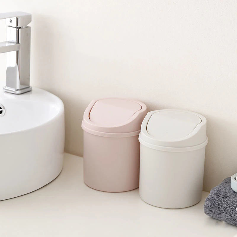 Mini Corbeille Cylindrique Bureau Push Cover