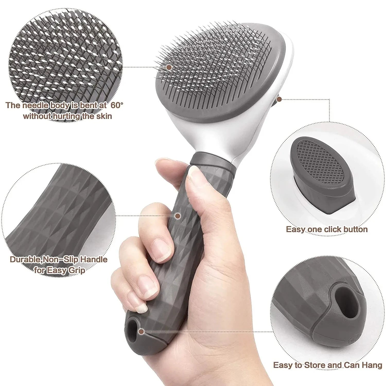 Brosse Auto-Nettoyante Silicone — Chien & Chat Poils Courts/Longs