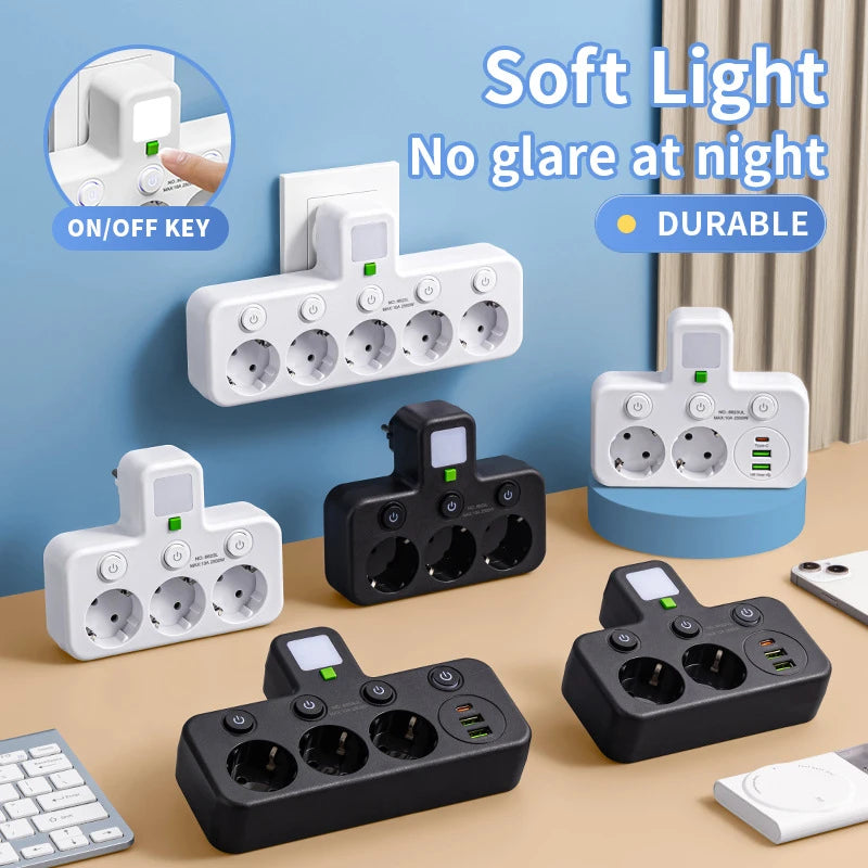 Multiprise Murale Compacte 4 Prises + USB/USB-C